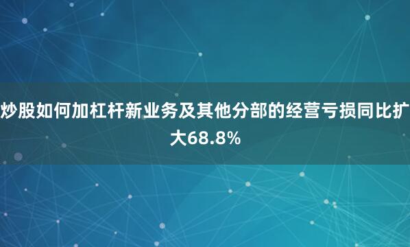 炒股如何加杠杆新业务及其他分部的经营亏损同比扩大68.8%